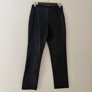 Hugo Buscati Collection Genuine Leather Pants Trousers Black Women Size 6